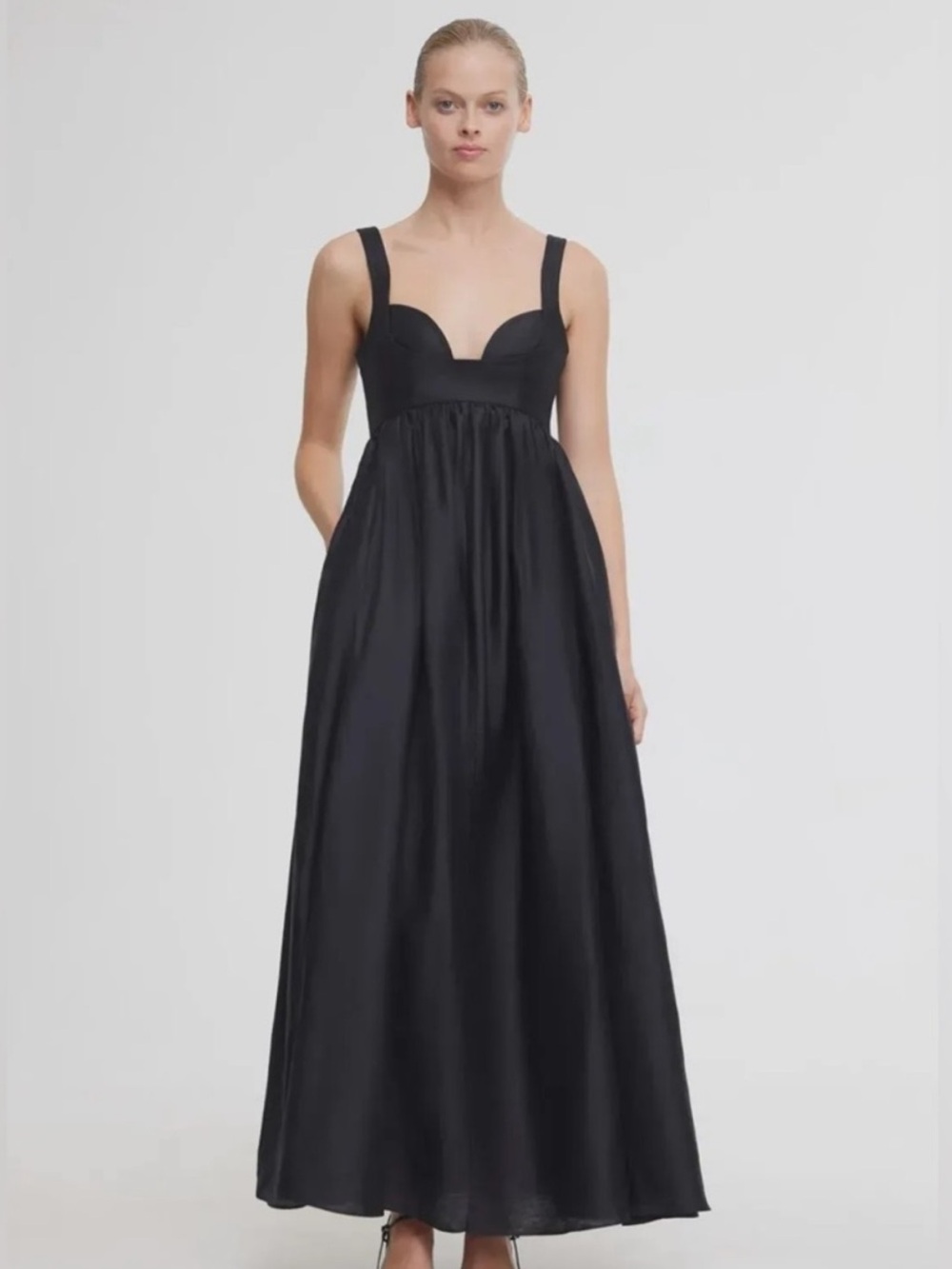 Acler Black Strap Sweetheart Maxi Dress